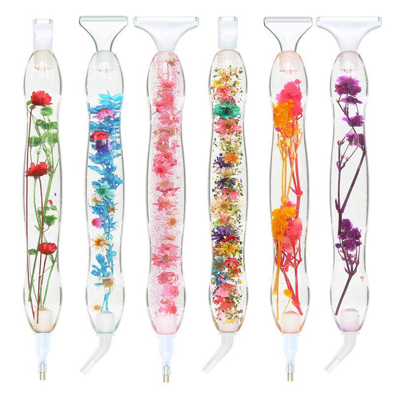 钻石画新款点钻笔 树脂干花笔DIY仿真花花朵钻笔5D钻石绣工具套装