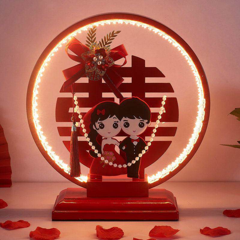 结婚长明灯红色新婚台灯婚房床头灯新娘陪嫁灯一对婚庆礼品喜灯