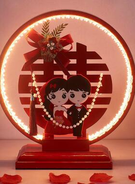 结婚长明灯红色新婚台灯婚房床头灯新娘陪嫁灯一对婚庆礼品喜灯