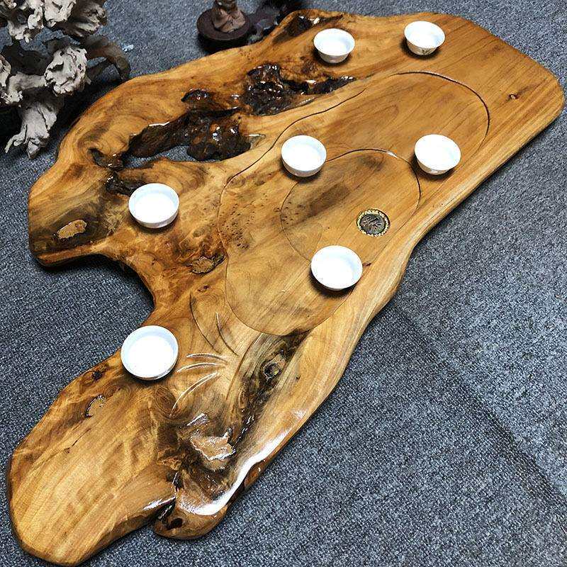 整块实木根雕茶盘天然树根瘤疤茶台茶海原木排水家用功夫简约茶C