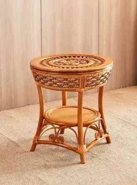 旋单转真藤椅23601靠三件套阳台背家用老人人藤椅子茶椅几阳台休