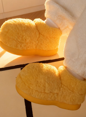 外穿毛毛靴子女ins居保暖防滑趣味短筒棉鞋女秋冬款