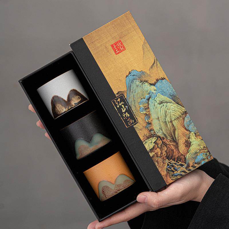 远山茶杯陶瓷复古主人杯单杯家用泡茶品茗杯茶具新高档礼盒伴手礼