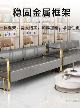 发网红理发店灰沙发等候椅发廊轻奢店色MI-64501休息区不锈钢美长