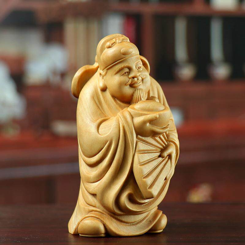 新款直销黄杨木雕摆件财神手把件车挂家居饰品木质雕刻工艺品收藏