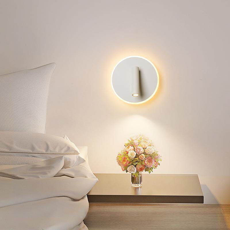 全光谱卧室床头护眼阅读壁灯带开关看书学习射灯创意圆形led射灯