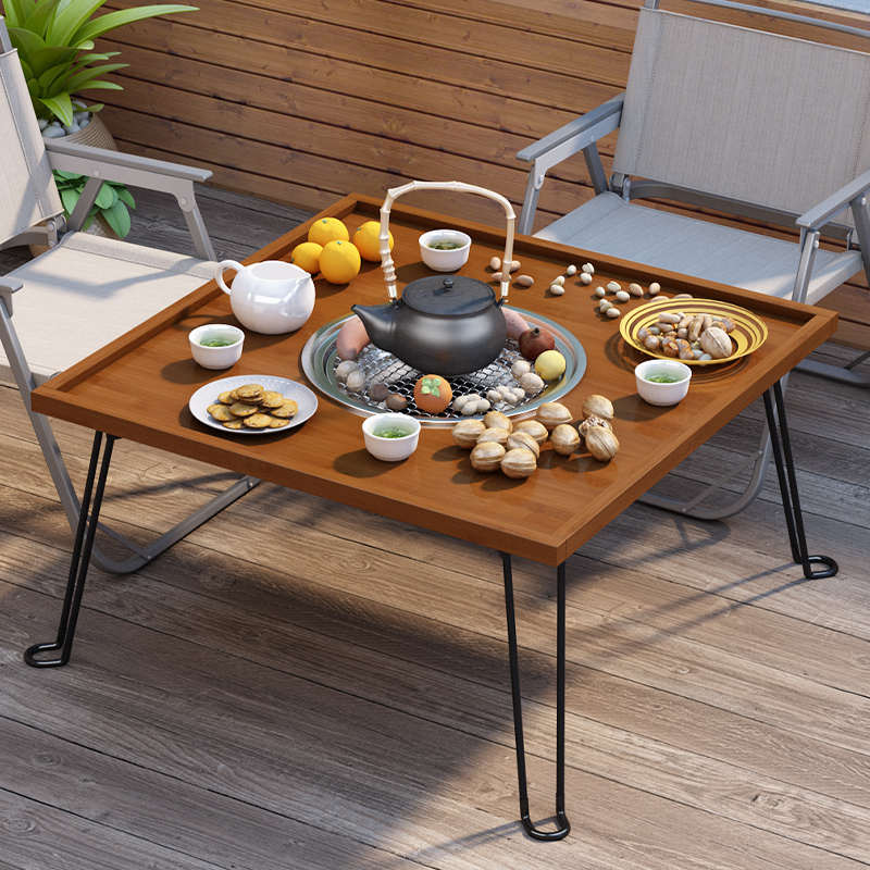 围炉茶桌家用小茶几可折叠便携式小桌子庭院炭火炉煮茶烧烤网红桌
