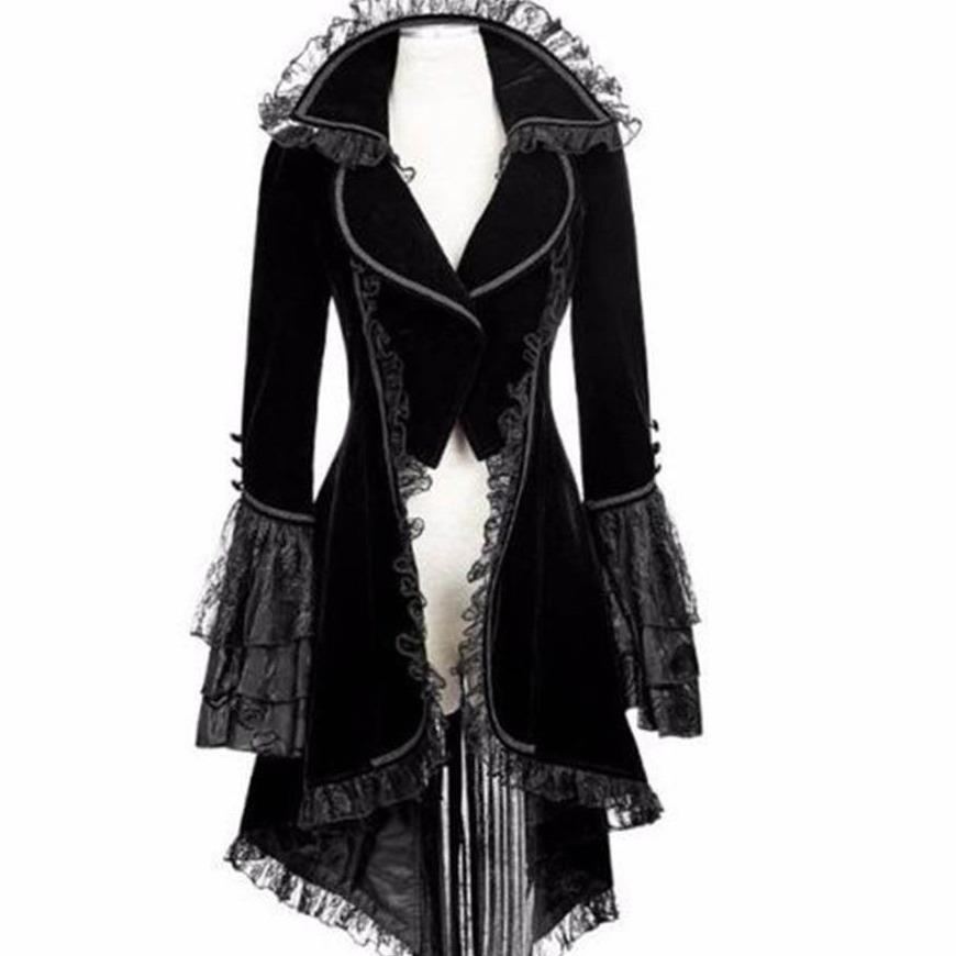 Sleeve Gothic Bandage Clip Punk Lace Long Jacket Size Women