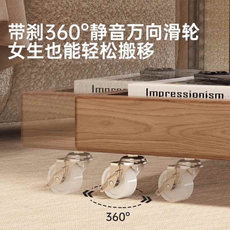 实边木头柜藤编室床头置物架可移动床小几家用UQL卧床边多功能收