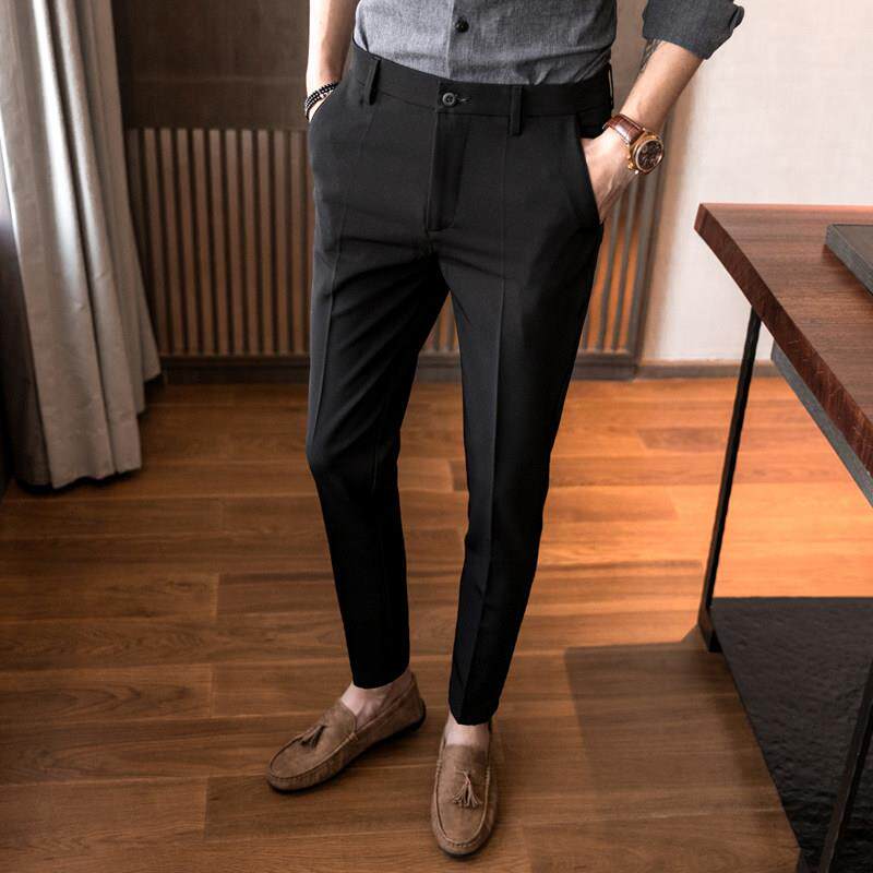 韩版高端西裤男士薄款垂感夏季商务正装潮流休闲 修身小脚休闲 裤