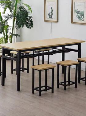 公司学校员挂工食餐桌4人6人位堂凳桌长方形分体餐食堂餐桌椅-071
