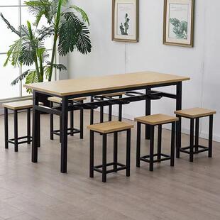 公 0719校员工食堂餐桌64人人位挂凳司餐桌长方形分体食学堂餐桌