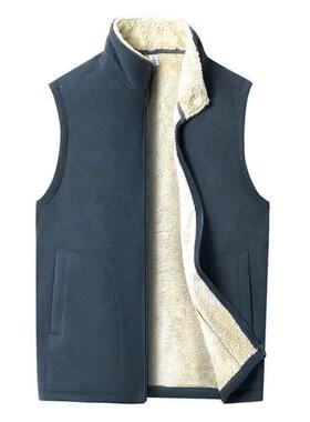 S 36656 Fleece Sleeves Vest Men Winter Solid Color 保暖摇