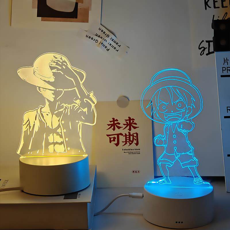海贼王小夜灯路飞索隆儿童网红台灯床头灯卧室睡眠氛围灯投影创意
