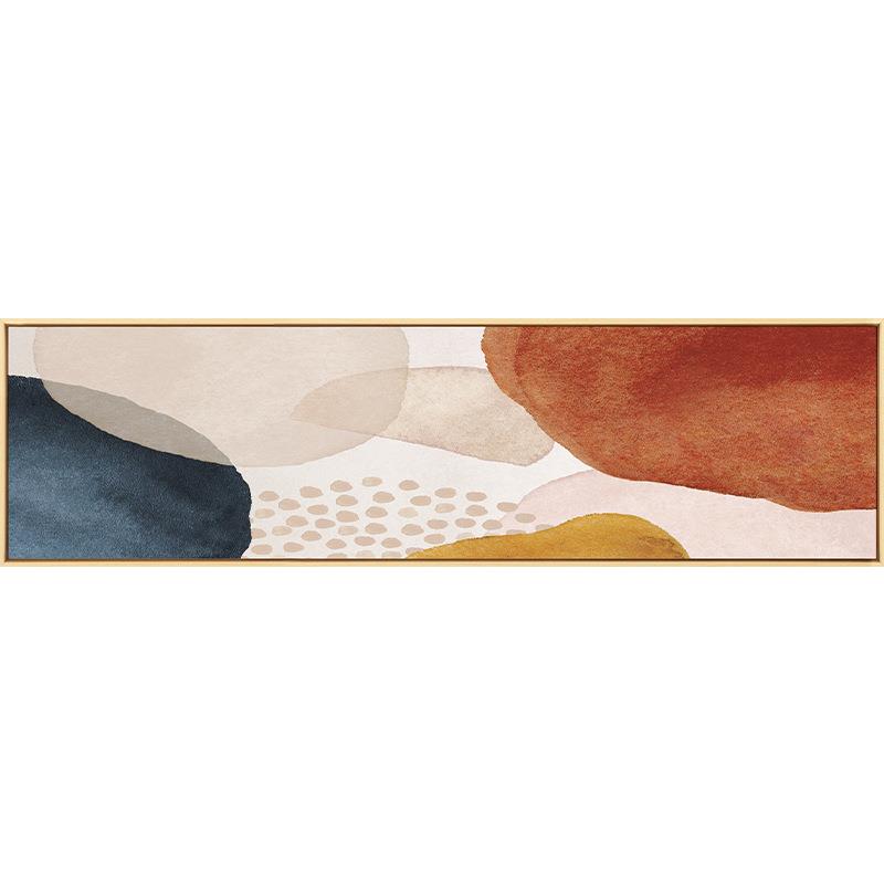 北欧卧室装饰画主卧床头墙挂画横幅抽象蓝橙色色块壁画厂家