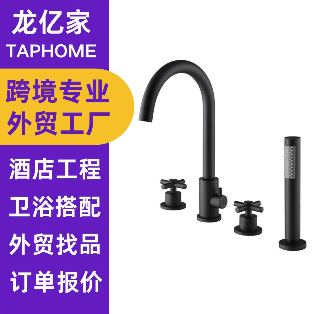 跨境电商认证全铜分体坐式十字手轮冷热缸边浴缸龙头套装酒店