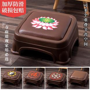 塑胶佛堂拜凳 莲花拜佛凳家用可收纳佛前拜垫 寺庙蒲团跪拜垫 明