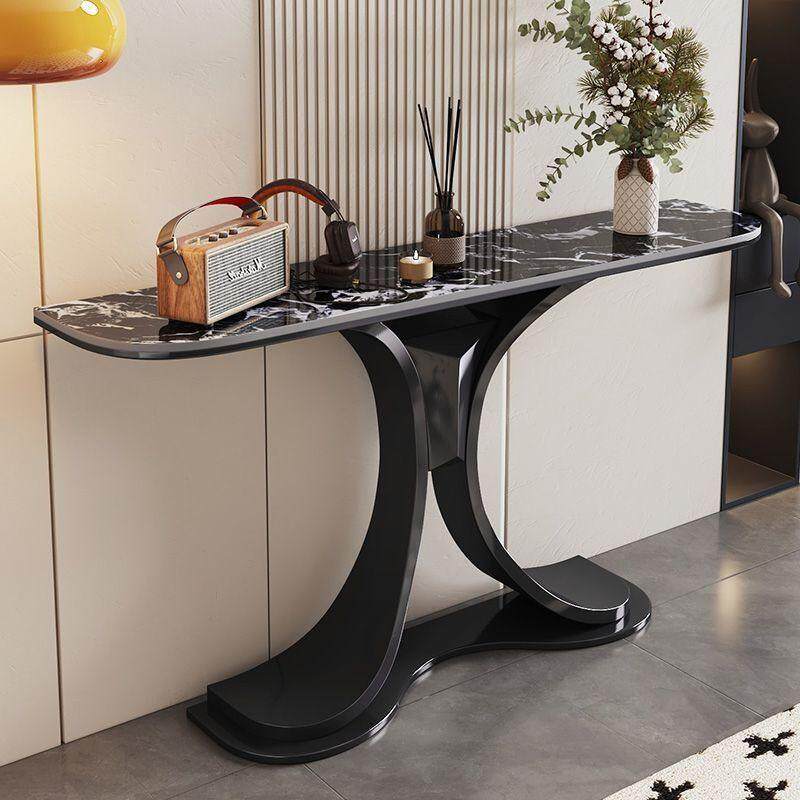 轻奢风现代艺术岩板不锈钢玄关桌大师设计条案端景台靠墙柜品质奢