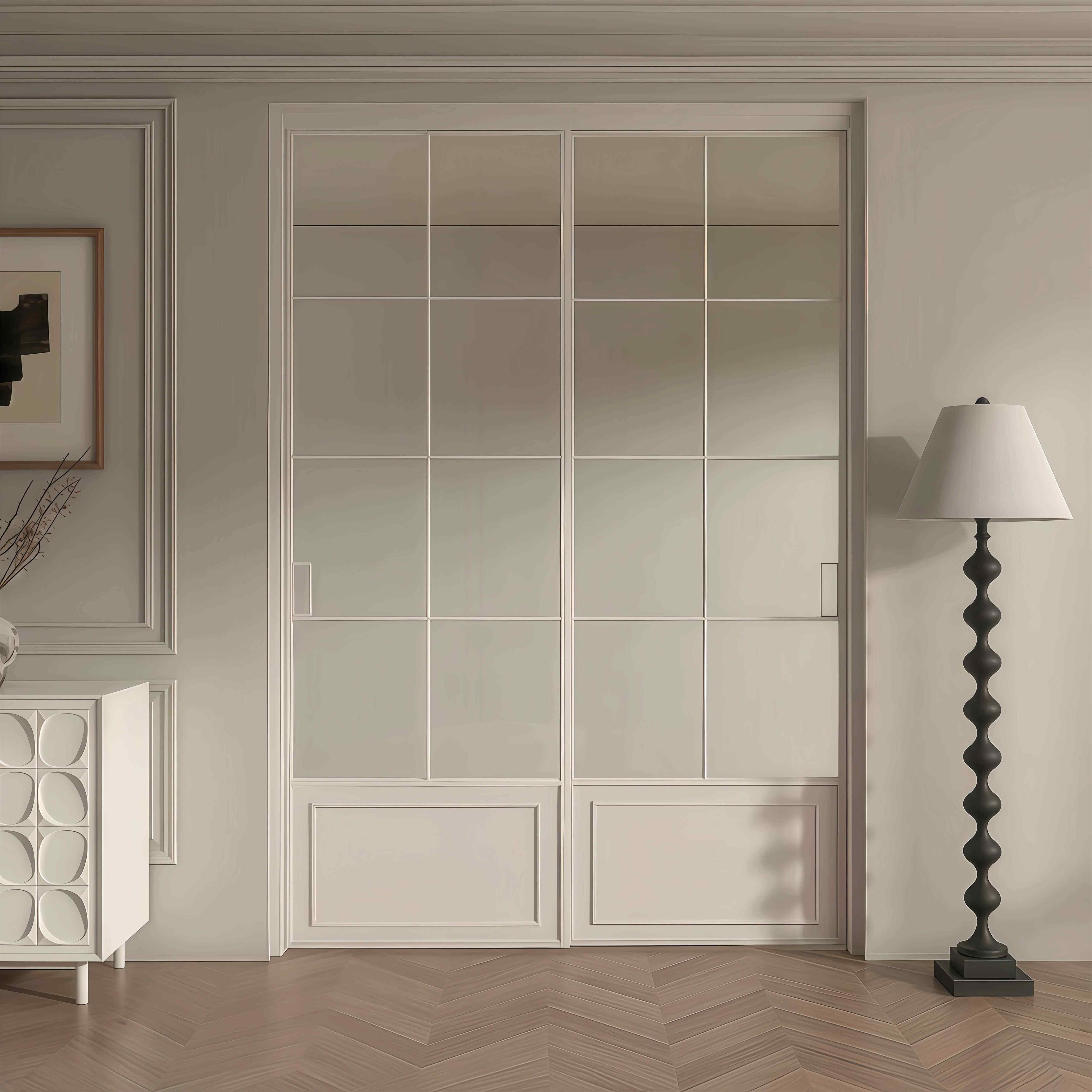 法式覆古厨房阳台客厅推拉门吊轨移门卫生间钛镁铝合金玻璃隔断门