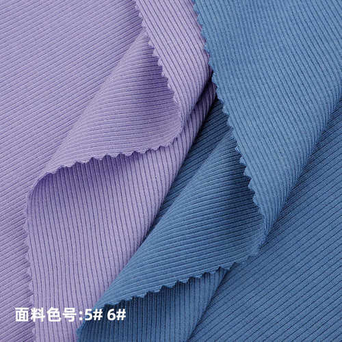 240G优可丝拉架2*2坑条罗纹布 40S棉氨纶针织弹力布料 罗纹面料
