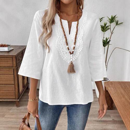 Tops For Women Blouses Dressy Casual V Neck 3/4 Sleeve