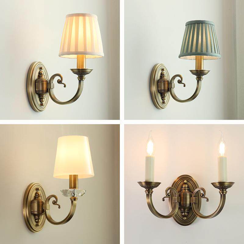 高端古铜美式轻奢复古客厅背景墙电视墙壁灯卧室床头灯楼梯壁灯