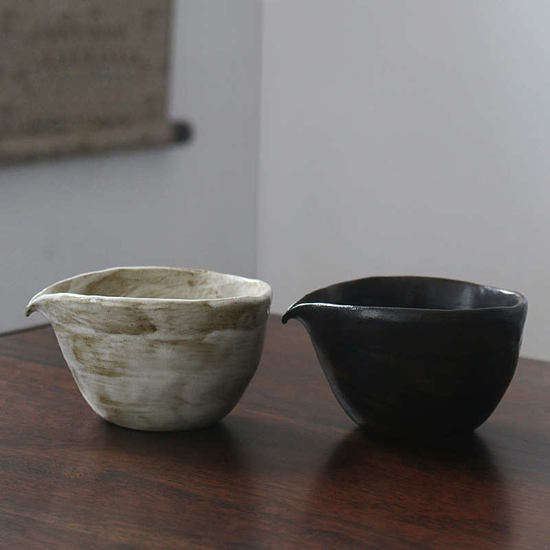 手艺黑陶公道杯日式陶瓷分茶器复古禅意茶海分茶杯茶漏防烫公杯