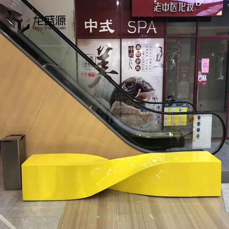 创意玻璃钢休闲椅商场美陈座椅麻花造型坐凳简约个性户外长条椅子