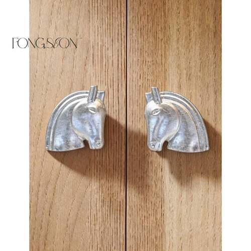 FONGSEON 贴银箔 复古马头整体橱柜柜门抽屉把手把手衣柜装饰小拉