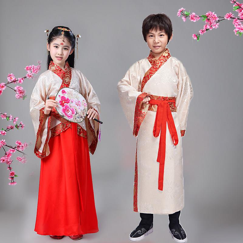 儿童古装汉服男女童幼儿园弟子规三字经中国风国学表演出服小书童