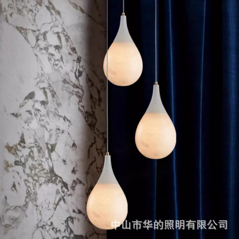 全铜天然进口云石餐厅吧台卧室床头小吊灯现代新中式简约别墅客房