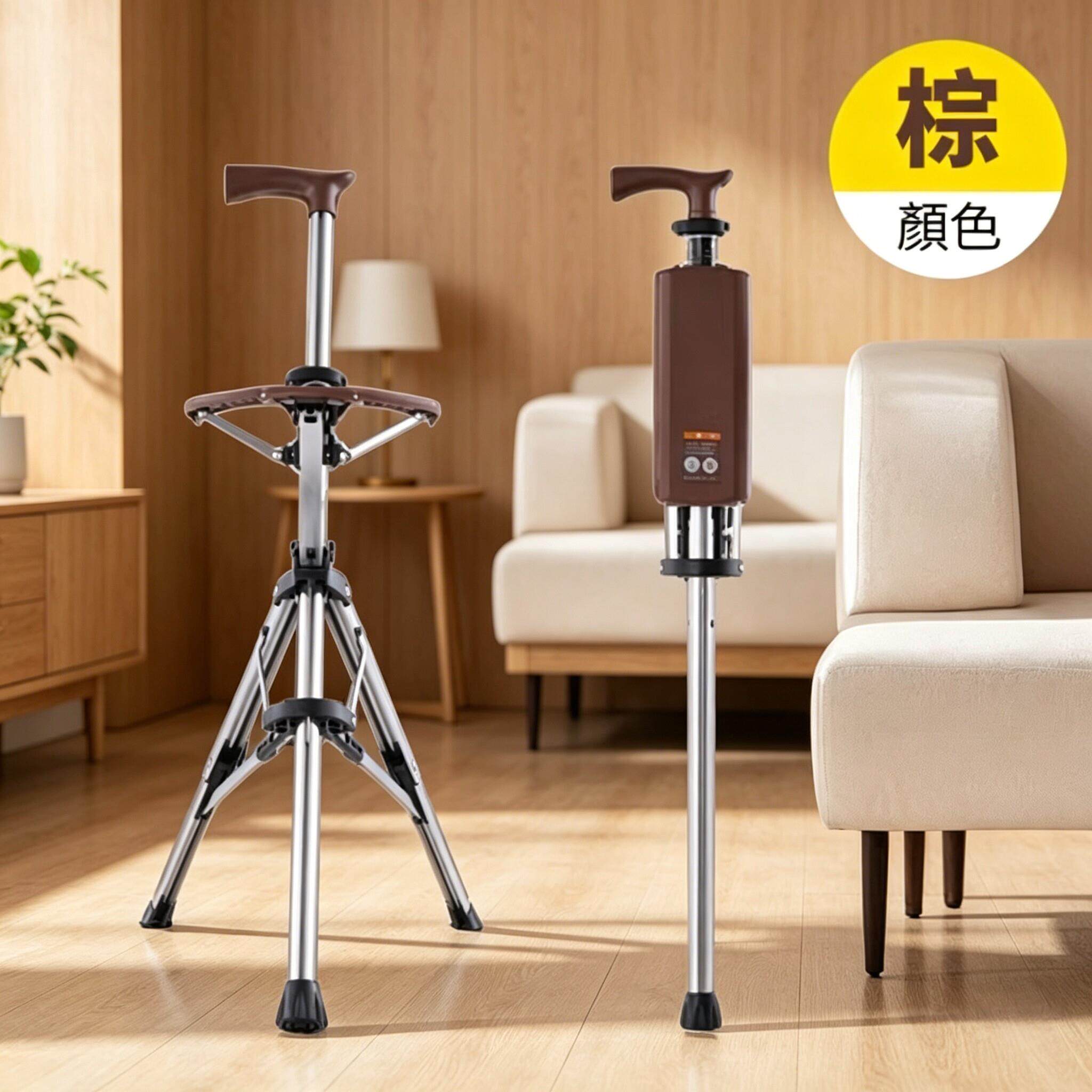 拐杖凳子折叠可携式多功能拐杖凳轻便款拐棍老人拐杖椅子两用拐杖