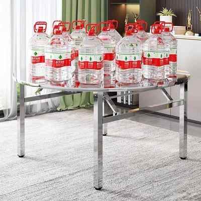 3店04不锈钢圆BJM桌饭大户排档外流水席便携折叠家用圆桌形简易餐