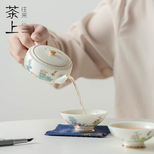 白瓷快客杯一壶二杯精致茶壶便携露营旅行茶具陶瓷茶杯套装新中式