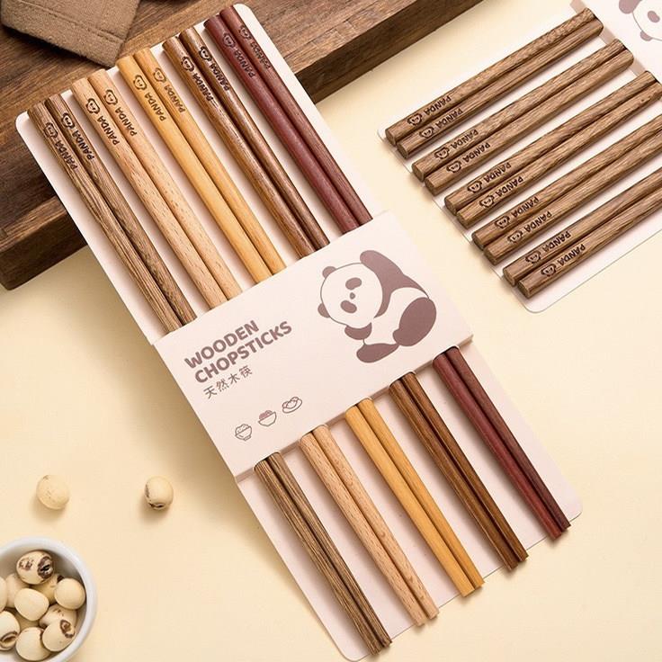 悦檬食器实木筷子鸡翅木家用天然木快筷子防滑一人一色专用筷