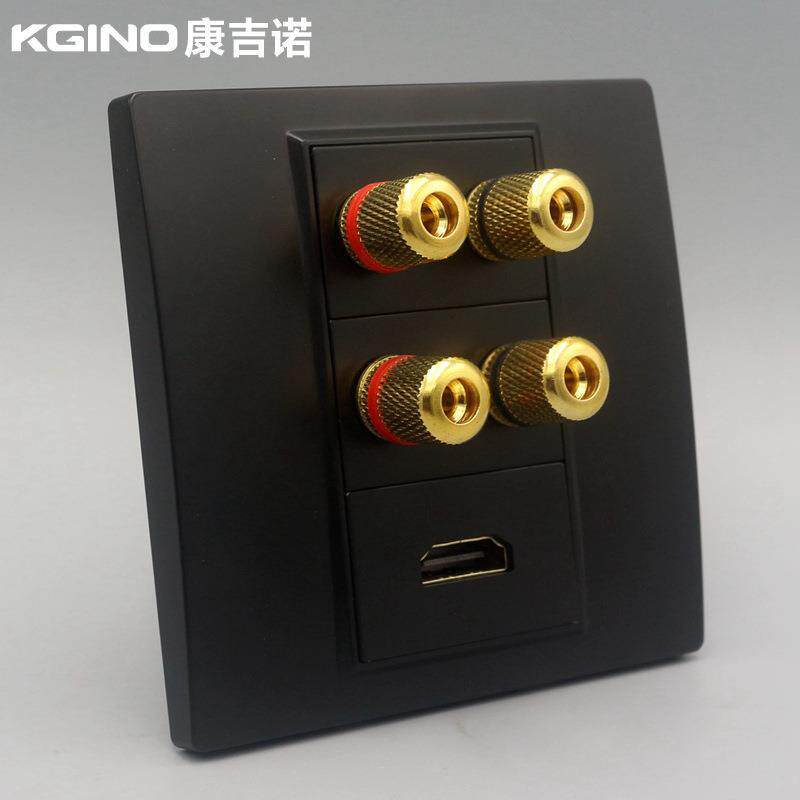 双音响HDMI高清插座黑色86型2.0HDMI高清电视+四头音箱线信息面板