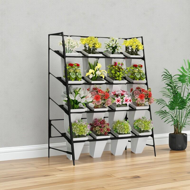 高级花店花架鲜花展示架铁艺梯形摆放架室内花卉架醒花桶置物架子