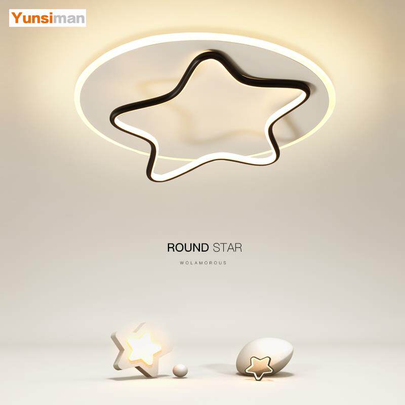 简约儿童房灯LED吸顶灯现代圆形温馨客厅灯创意房间饭厅中山灯具