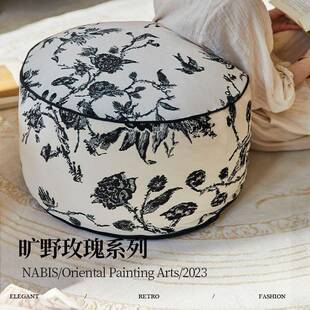 新中式复古圆坐墩网红蒲团豆袋懒人沙发榻榻米脚凳简约家用矮坐垫