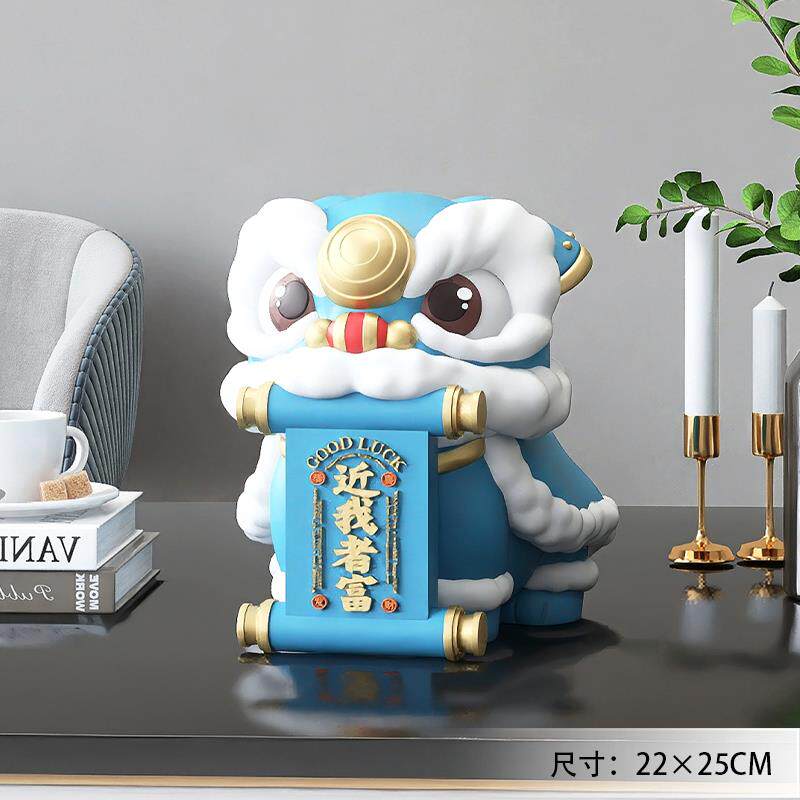 正品国潮醒客落地礼摆狮件家居饰品轻奢时尚电视柜旁边开厅业乔迁