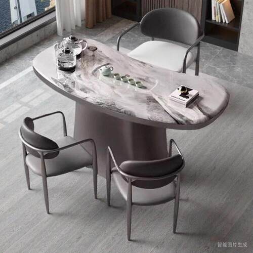 轻奢现代简约客厅阳台办公一体微晶石岩板茶桌椅组合小茶台泡茶桌