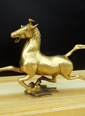 黄铜马玄关摆件 生肖马铜马踏飞燕摆饰 家居办公室招财马开业礼品