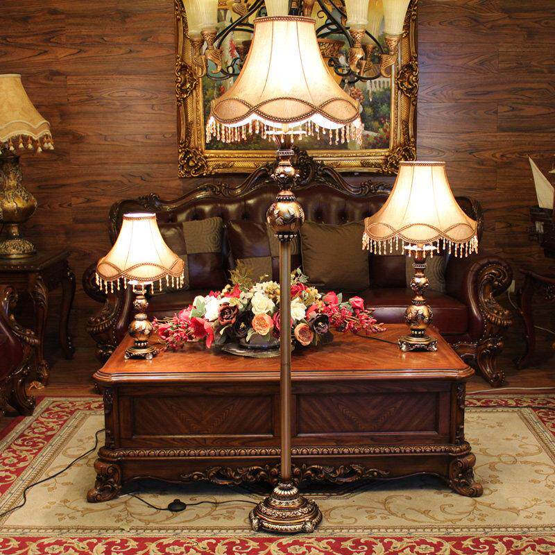 欧式落地灯地埋灯客厅覆古美式风格立式灯遥控卧室床头台灯脚踩开