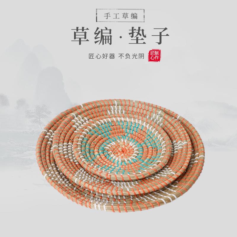 草编墙壁挂件装饰盘挂欧式摆件盘可解除编织室内墙面装饰欧式风格