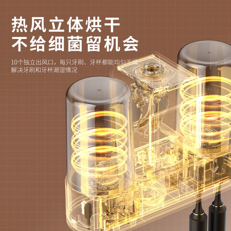 智能牙刷消毒器杀菌烘干紫外线双人牙杯牙膏牙刷架子置物架免打孔