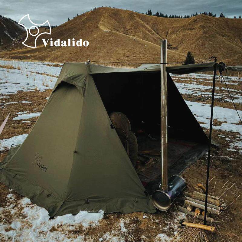 vidalido户外野餐野外露营庇护所炎幕棉布轻奢网红军绿色帐篷