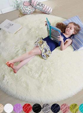 Fluffy Round Rugs For Girls Bedroom Soft Shaggy White Carpet