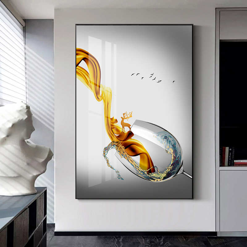 酒店 餐厅酒杯清新挂画墙装饰画瓷瓷画立体晶 创意沙发艺术晶玄关图片