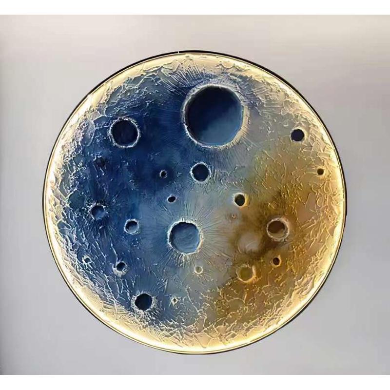 3D浮雕月球灯壁画灯网红餐厅酒吧清吧背景墙装饰凹凸星球玄关壁灯图片