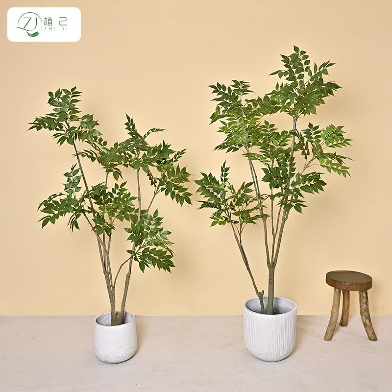 仿真绿植漆木假树室内家居落地盆栽大型艺术装饰仿真南天竹紫藤树
